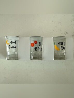 NEW Daiso Korea Authentic Traditional Low-Profile Soju Glasses Shot Glass Set 3
